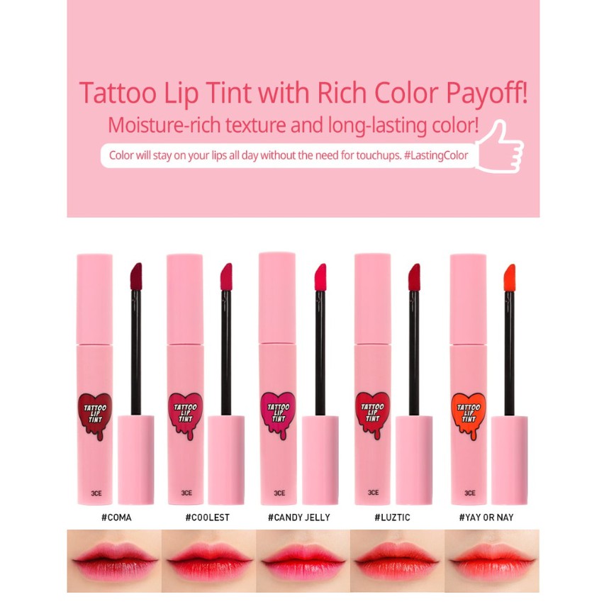 SON XĂM [3CE] TATTOO LIP TINT #YAY OR NAY