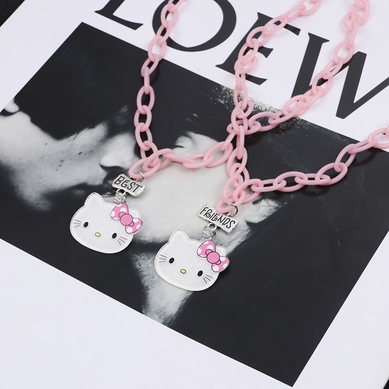 Vòng Cổ Choker Mặt Hello Kitty Màu Hồng Dễ Thương Cho Nữ