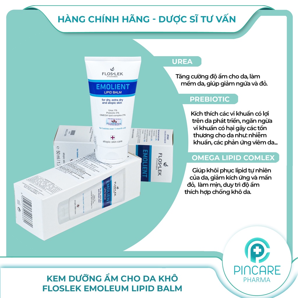 Kem dưỡng ẩm Floslek Emoleum Lipid Balm 50ml cho da khô nứt nẻ - Hàng chính hãng - Nhà thuốc PinCare