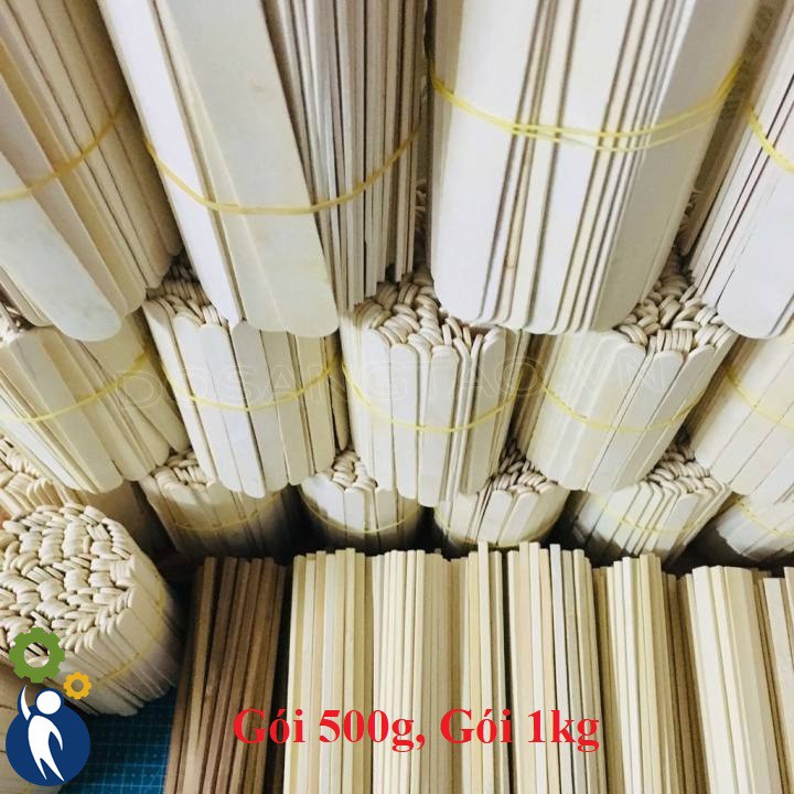 Que Kem Gỗ Que Làm Nhà Gỗ Làm Mô Hình Handmade Que Đè Lưỡi Que Tròn Loại Đẹp Gói 500g, Gói 1kg