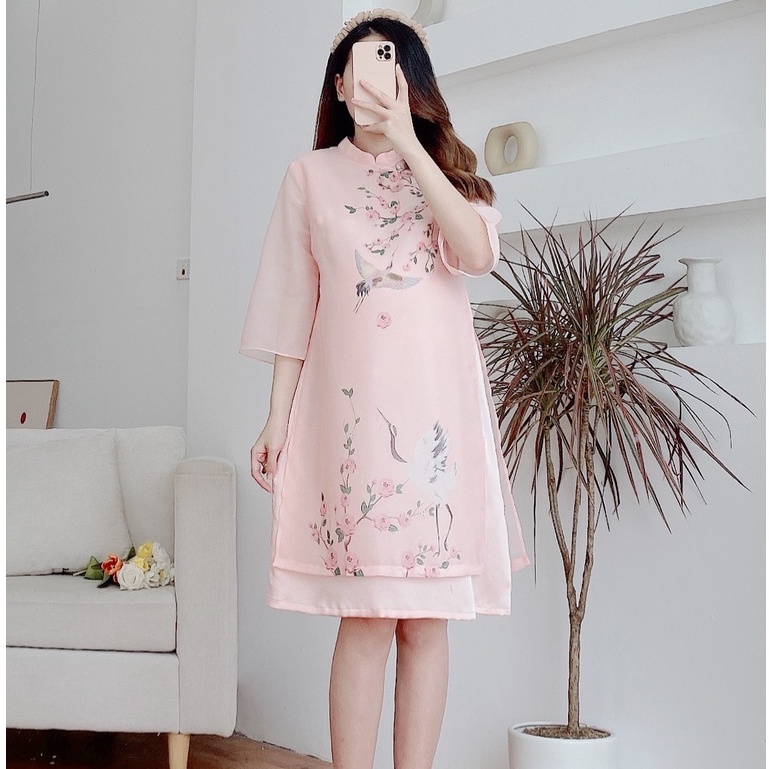 MEDYLA - Váy bầu thiết kế cách tân 2 lớp tơ lót lụa cao cấp cho mẹ bầu diện tết - VS907