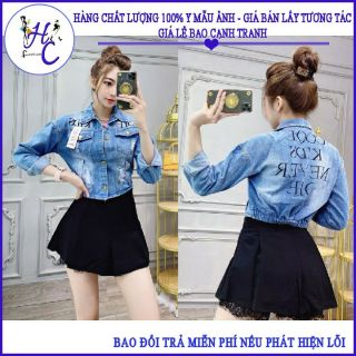 Áo Khoác Lửng Jeans Nữ  Cao Cấp Phối Chữ Thêu Siêu Thời Trang Mẫu Mới 2020-Hàng Có Sẵn _Ảnh Thật