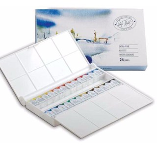 Màu nước white nights 24 màu (Kèm vĩ pha màu - Hàng nhập Nga)