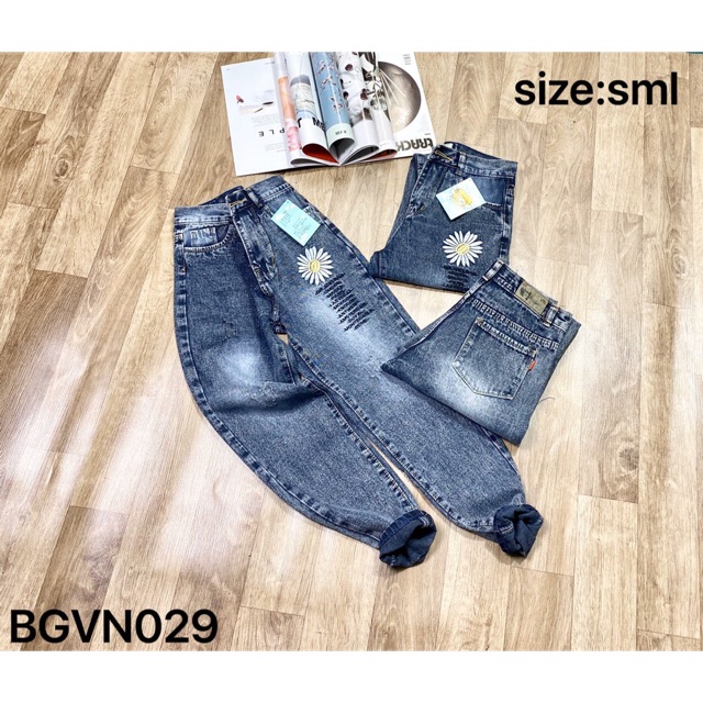 Quần baggy jean hoa cúc ( Ms 026)
