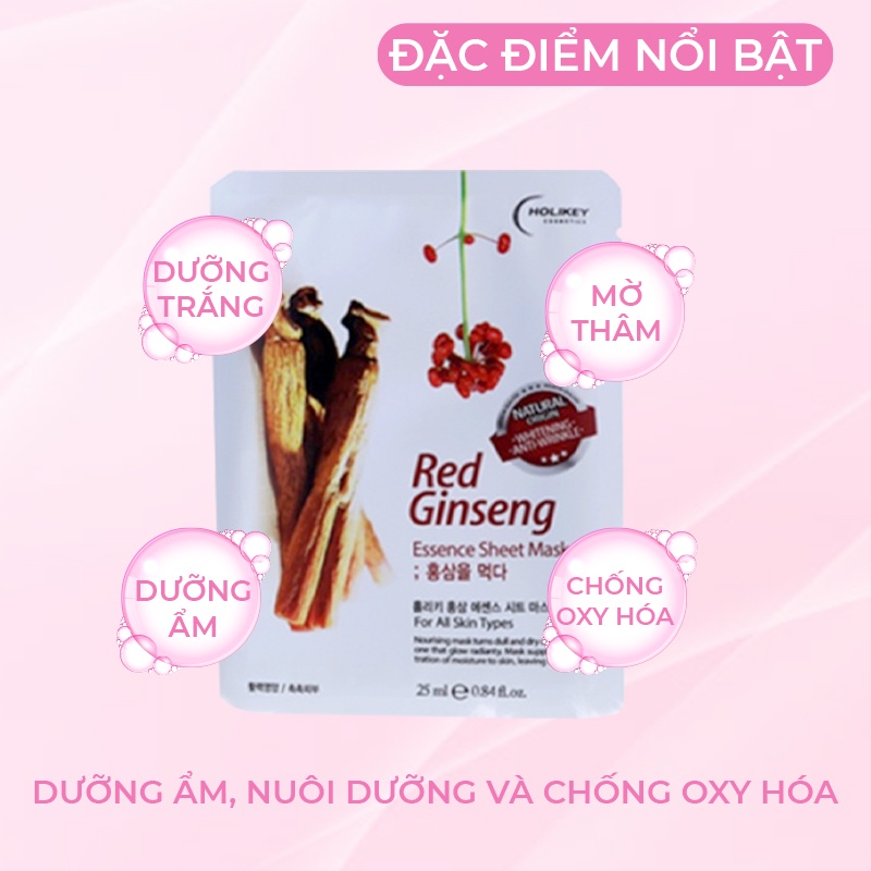 Mặt nạ giấy dưỡng da HOLIKEY Hàn Quốc chiết xuất Hồng Sâm giúp trẻ hóa làn da & cấp ẩm làm mềm mịn da lẻ miếng 25ml