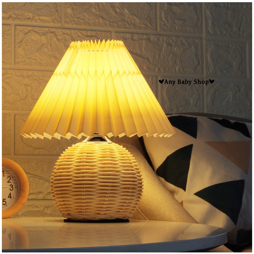 Đèn ngủ để bàn đế mây 3 chế độ màu Vintage phong cách Hàn Quốc decor phòng,quán siêu lung linh(hàng có sẵn)❣❣