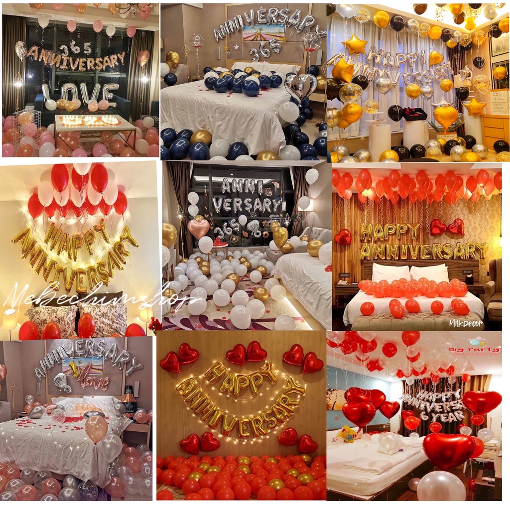 bộ bóng Happy Anniversary trang trí kỉ niệm ngày cưới , kỷ niệm ngày yêu nhau LÃNG MẠN