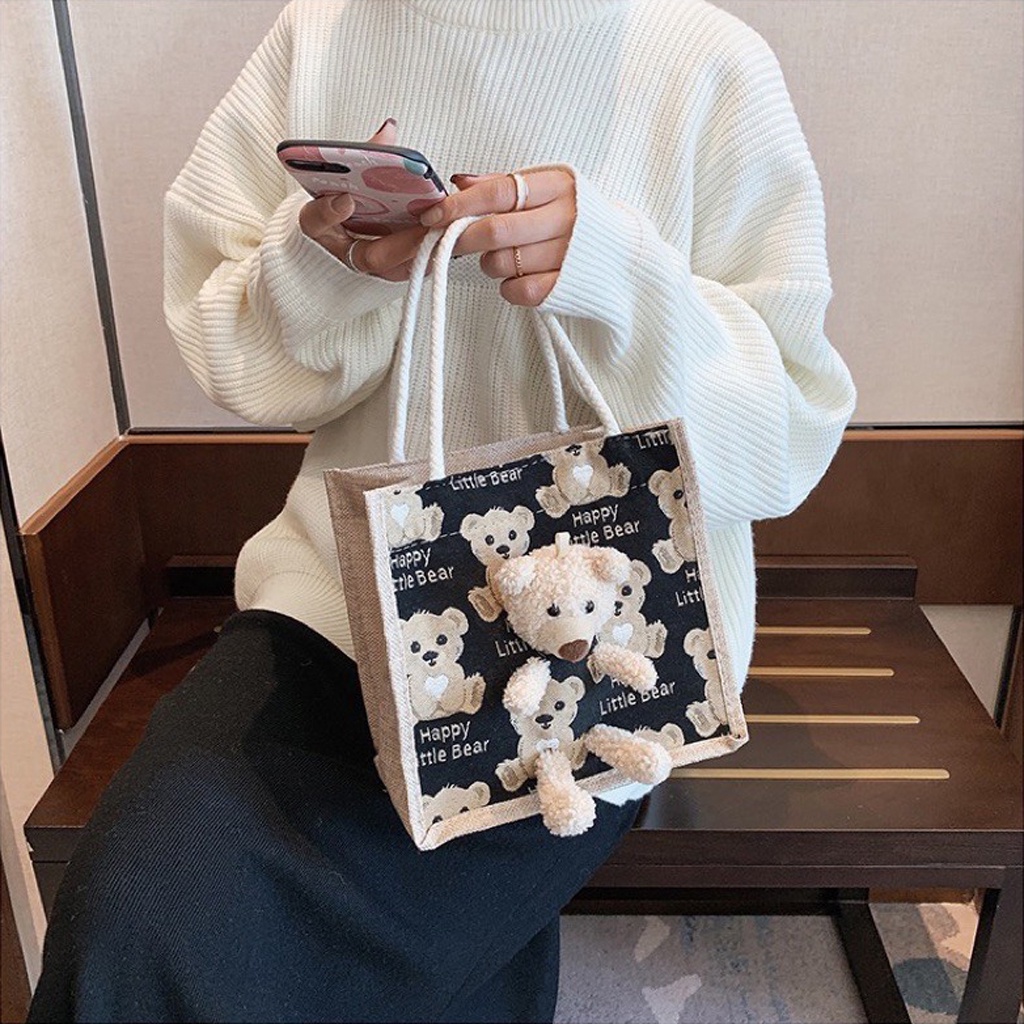 Túi Cói Hình Gấu Bông Siêu Tiện Dụng TÚI XINH TBB20