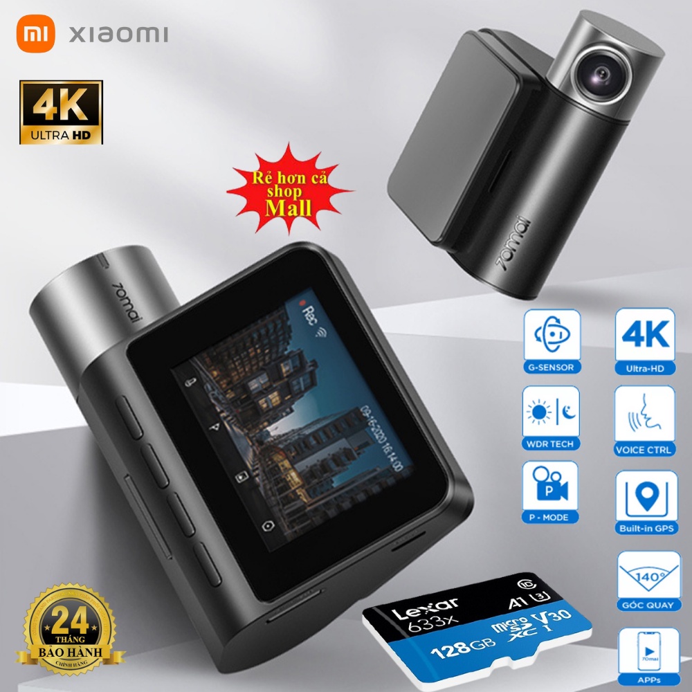 Camera hành trình Xiaomi 70mai Pro plus A500s và 70mai Lite Quốc Tế Nguyên Seal Full HD 4K góc quay 140 độ có GPS BH 24T