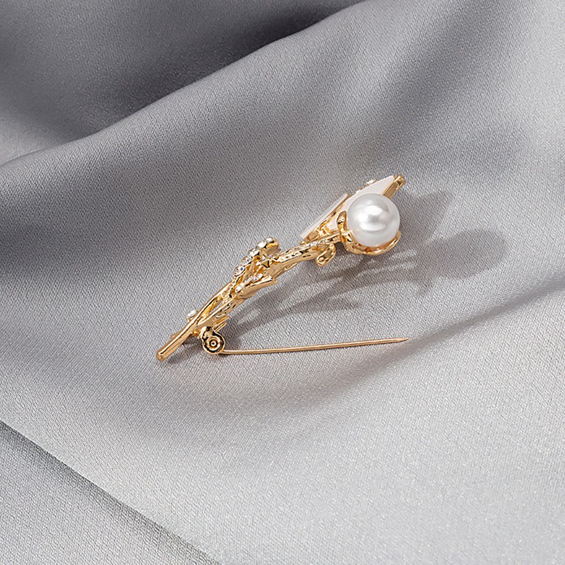 Ghim Cài Áo Hình Hoa Tulip Vỏ Sò Tự Nhiên Bằng Đồng Mạ Bạc Thời Trang Hàn Quốc Mới