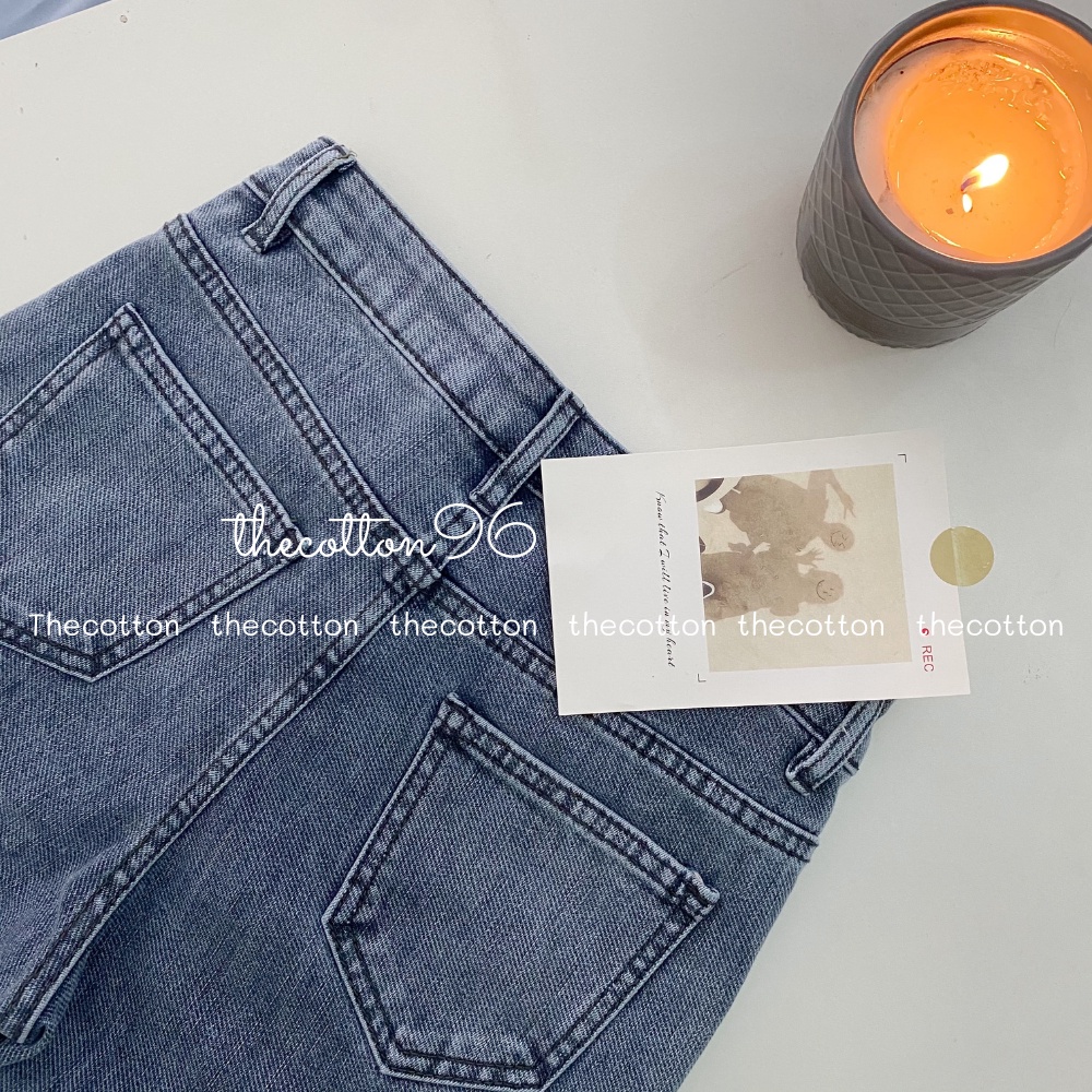 Quần Jeans Ống Đứng Túi Lộ The Cotton Quần Bò Co Giãn Cạp Cao | BigBuy360 - bigbuy360.vn