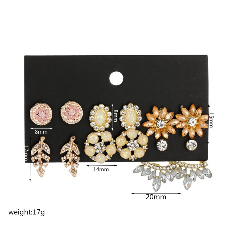 Set bông tai hoa đính đá Hàn Quốc