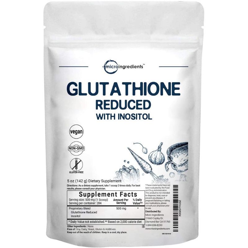 Bột Glutathione 500mg Trắng Da 284 Servings Chống Lão Hóa Micro Ingredients Vegan