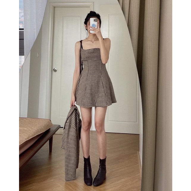 Set váy mix vest dạ