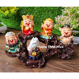 Bộ 05 tượng Thầy trò Đường Tăng - Tây Du Ký kèm chân đế ngang 5 ô