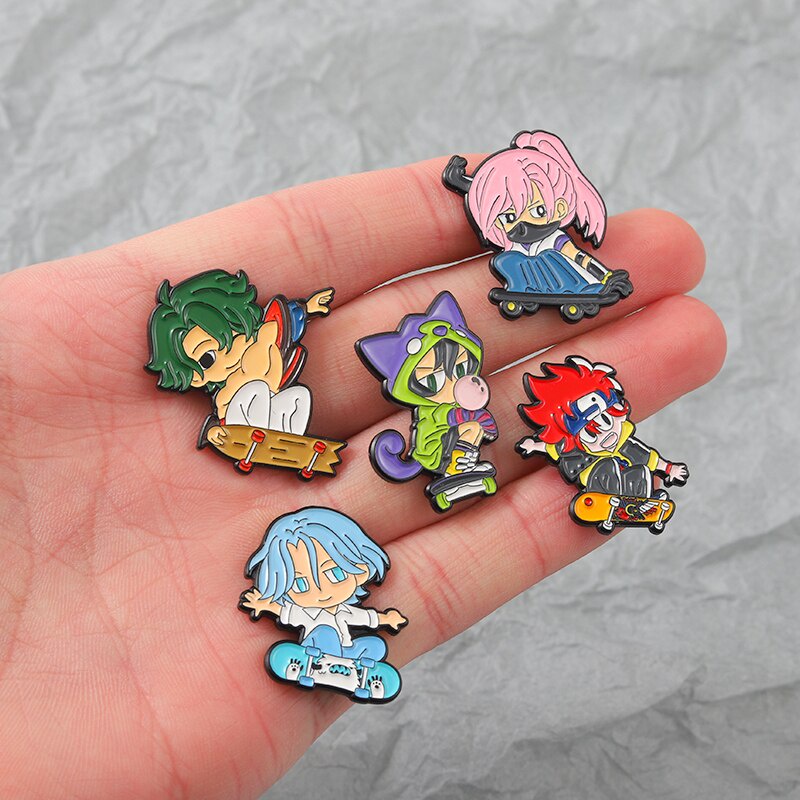 Ghim cài áo QIHE JEWELRY hình nhân vật hoạt hình anime 5 kiểu thời trang dễ thương