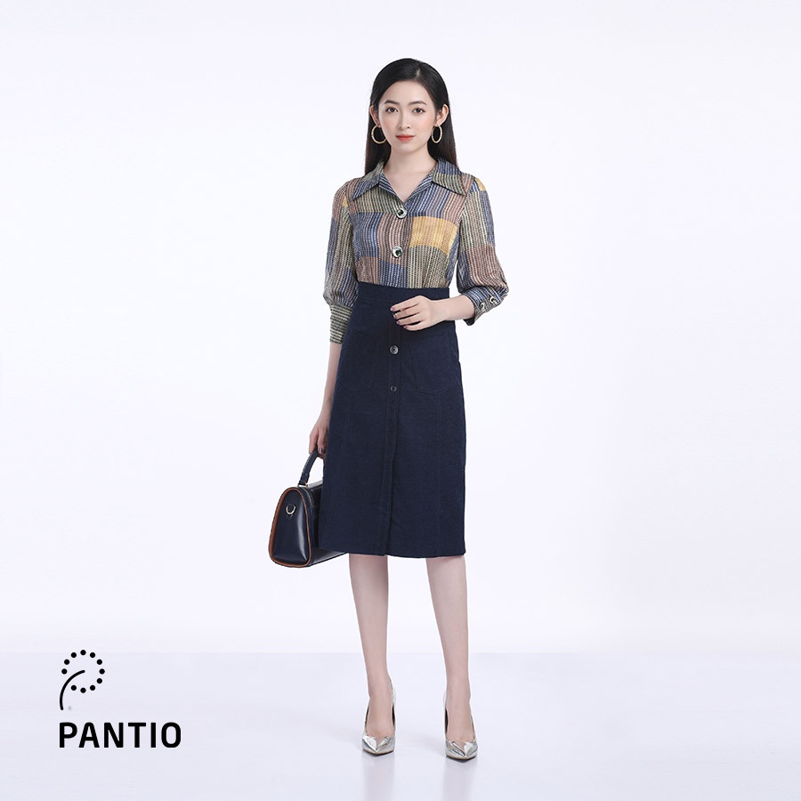 Áo sơ mi hoạ tiết màu caro tay lỡ FAS32683 - PANTIO