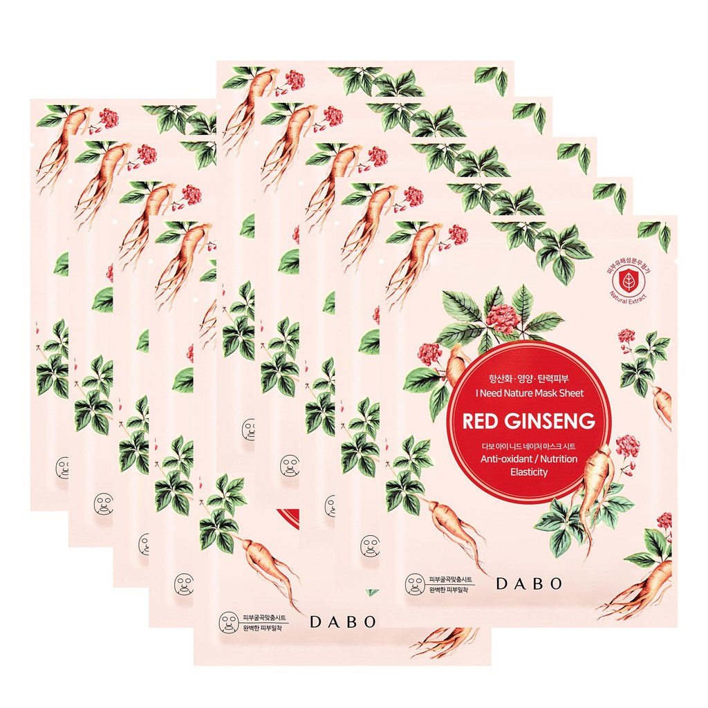 Mặt Nạ Đắp Mặt Tinh Chất Nhân Sâm cao cấp DABO I NEED (HÀNG CHÍNH HÃNG) Bộ 10 miếng
