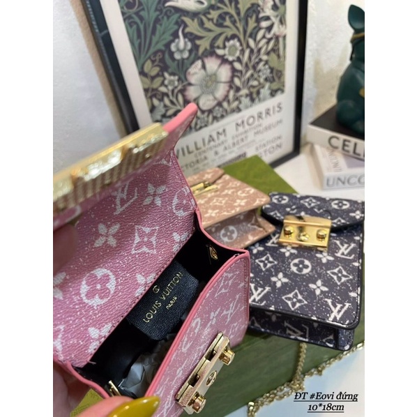 Túi điện thoại lv dáng đứng xích vàng