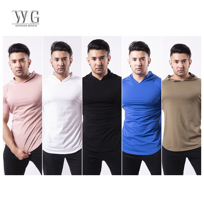 Áo Hoodie Thể Thao Tay Ngắn Dáng Ôm Thời Trang Mùa Hè Cho Nam