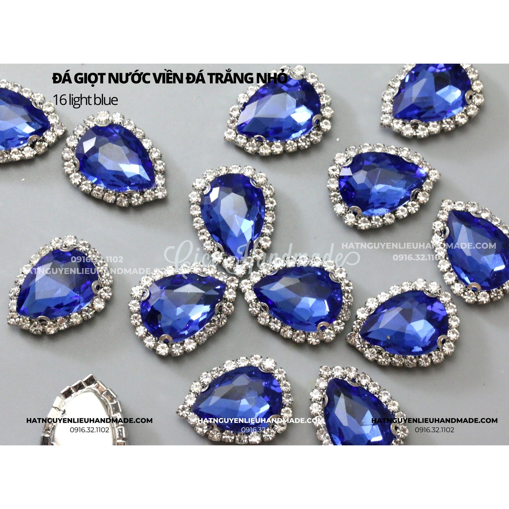 Đá giọt nước viền đá trắng nhỏ size nhỏ đến đại đế trắng có lỗ khâu link 2/2 Cici Handmade nguyên liệu DIY hạt đính kết