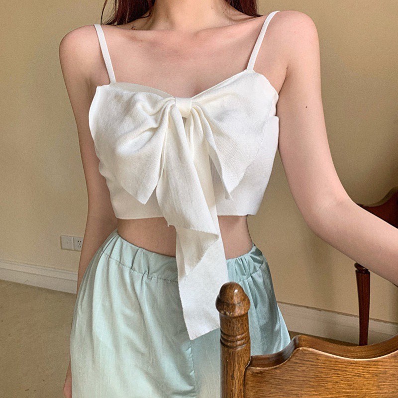 Áo hai dây 🎀 PHỐI NƠ 🎀 xinh xắn, dễ thương, phong cách Hàn Quốc dành cho nữ