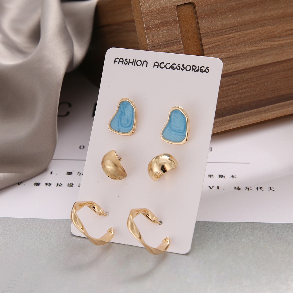 Set 3 Cặp Bông Tai Hàn Quốc Đơn Giản Thanh Lịch Cho Nữ Mainia Shop
