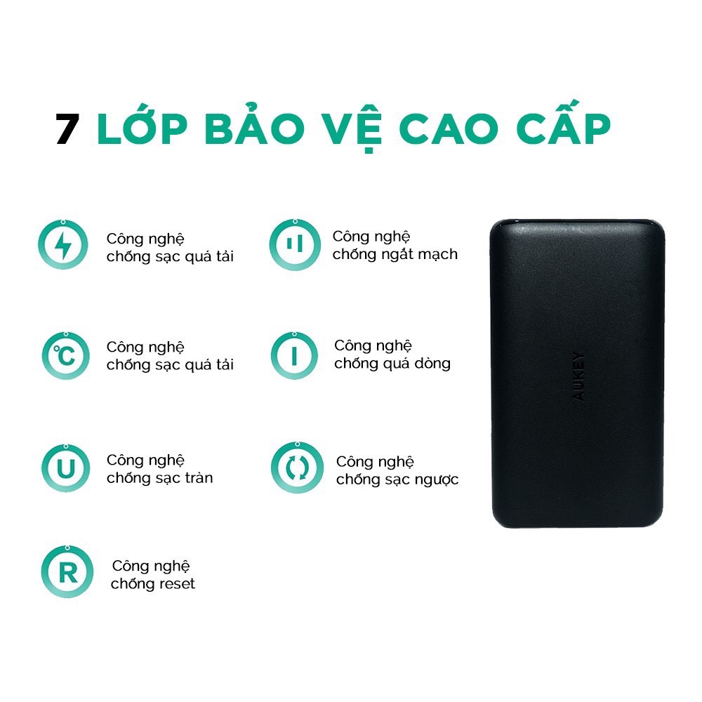 Pin Sạc Dự Phòng Aukey PB-XN5 5000mAh 1 Cổng USB-A 1 Cổng USB Type-C Công Nghệ AiPower Thông minh - Hàng Chính Hãng