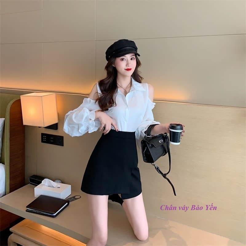Chân váy mini đan tà trẻ trung có quần chống lộ ( sẵn size) - M29