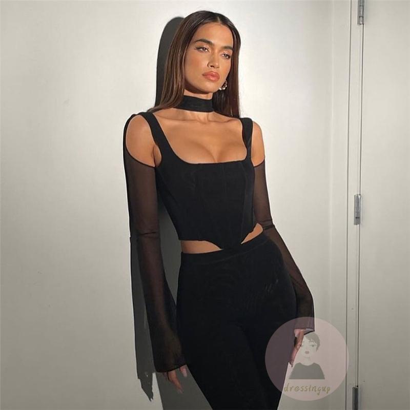 Áo Lửng Tay Dài Xuyên Thấu Thời Trang Dành Cho Nữ