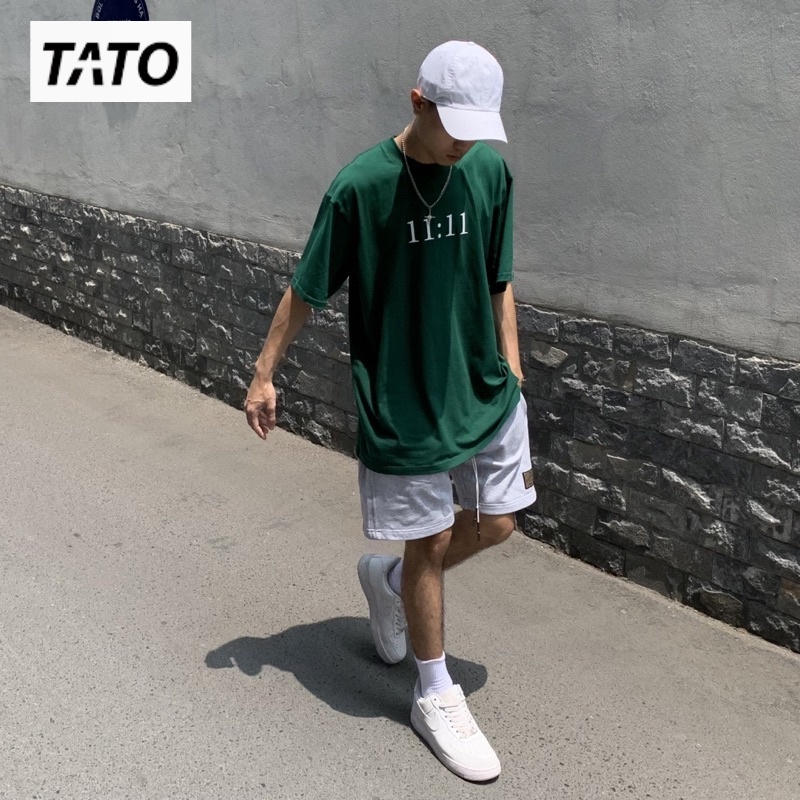 Áo Thun TATO Tay Lỡ 11:11 , Áo Phông Cotton Cổ Tròn Unisex Form Rộng Phong Cách Hàn Quốc - TATO Boutique