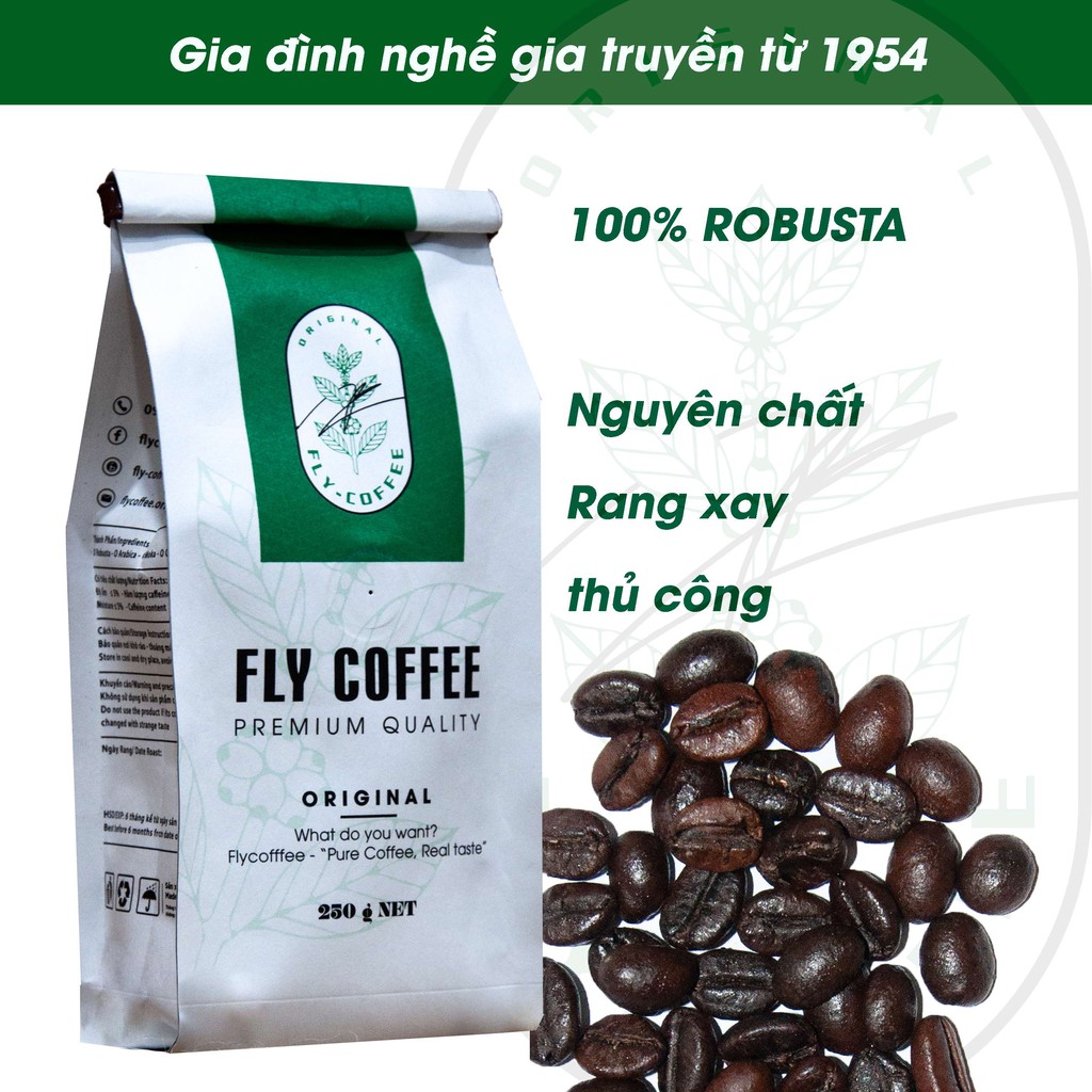 [1KG] Cà phê Robusta 100% nguyên chất Fly Coffee - cà phê rang xay thủ công gia truyền