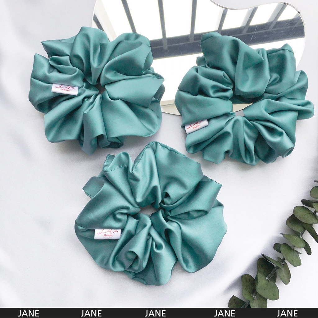 JANE - Dây chun buộc tóc Satin Scrunchies Handmade I Aqua Blue