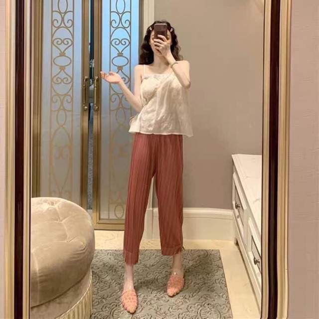 Sét áo hai dây + quần thun gân chất loai 1