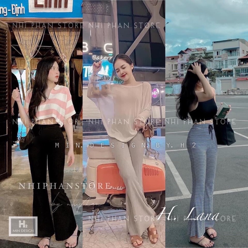 Quần Loe Cotton 3 màu hack dáng