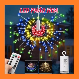 Đèn LED pháo hoa 8 hiệu ứng sử dụng pin - dây đèn pháo bông có remote điều khiển