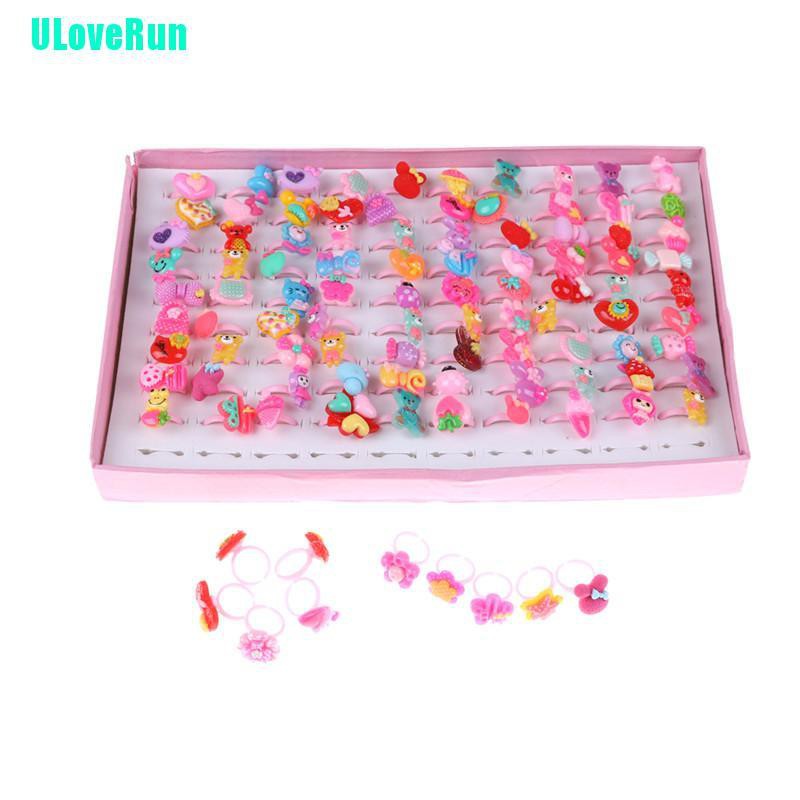 Set 10 Nhẫn Nhựa Họa Tiết Hoạt Hình Dễ Thương Cho Bé