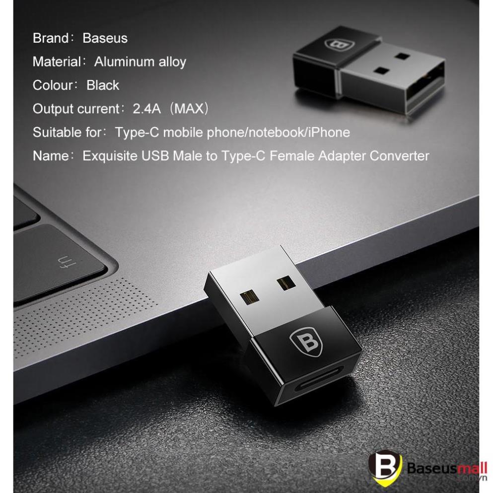 Baseus -BaseusMall VN Đầu chuyển adapter USB otg Type A sang USB Type C tốc độ cao Baseus