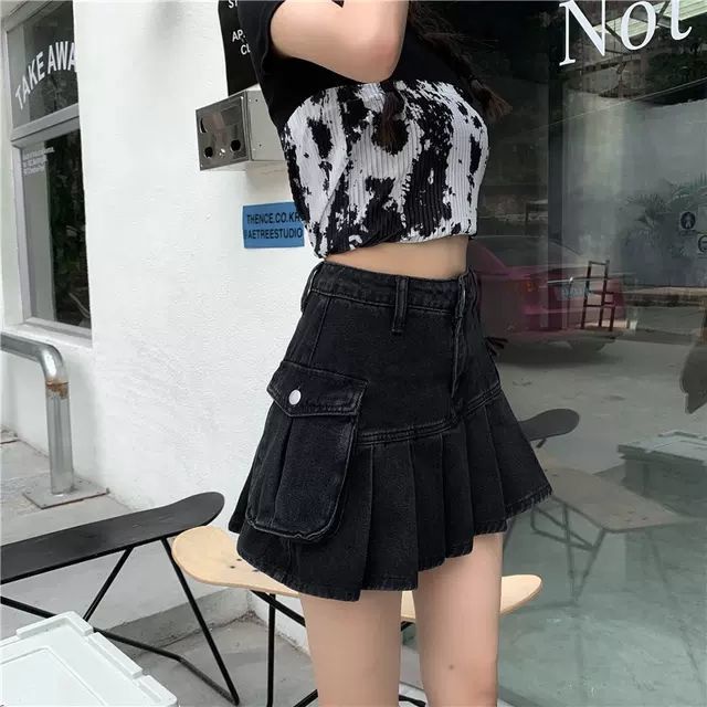 Chân váy jean COZOKC lưng cao dáng ôm dễ phối đồ