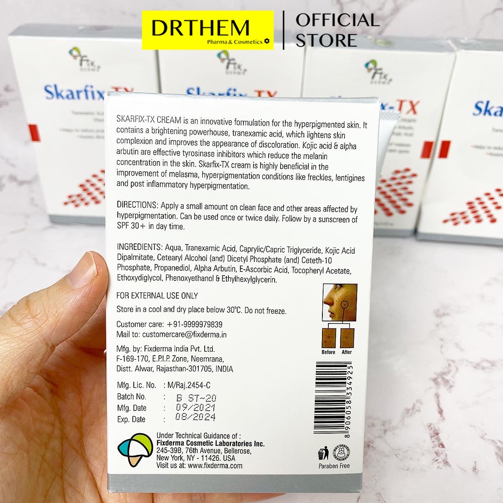 Fixderma Skarfix-Tx Cream 15G - Kem Giảm Thâm, Nám, Tàn Nhang, Đốm Đen