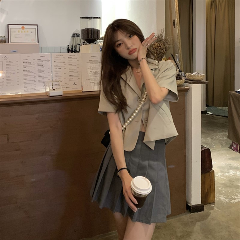 Korean light casual suit women's loose short sleeve Blazer