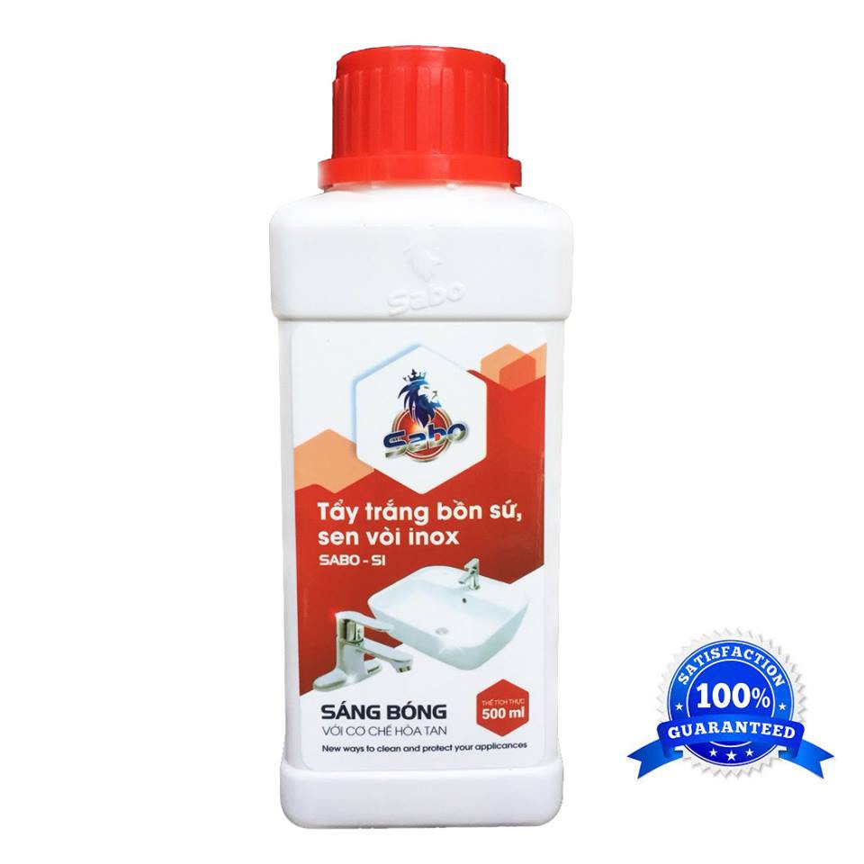 Tẩy trắng bồn cầu, inox sen vòi, gạch men, rỉ sét chai Sabo-si 500ml không mùi