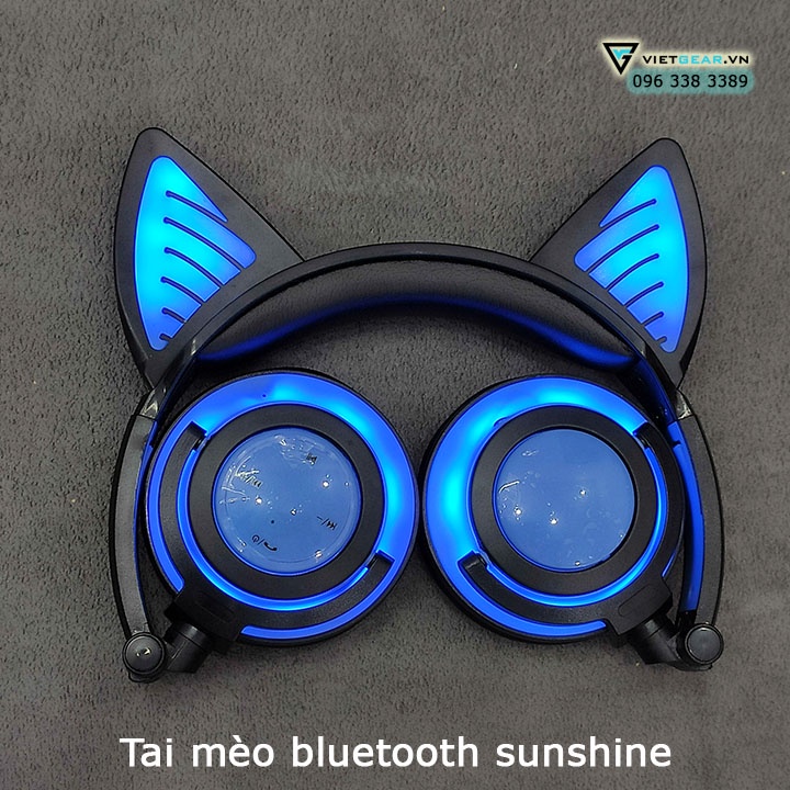 Tai nghe tai mèo Bluetooth Sunshine có led cả ốp và tai mèo, có micro