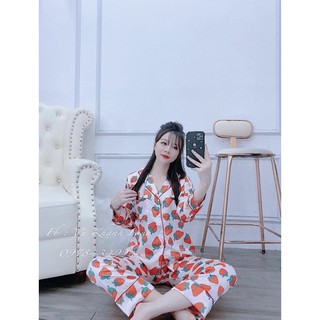 Bộ lụa tay dài quần dài dâu mới
