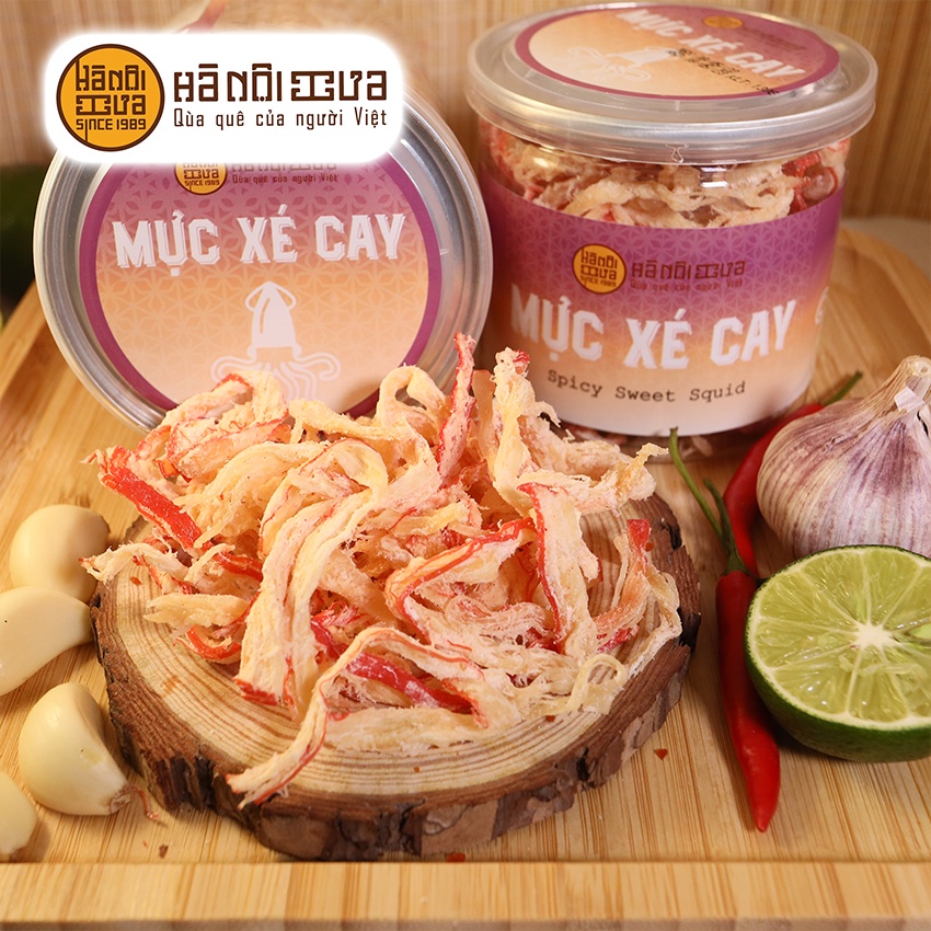 Khô mực xé sợi tẩm gia vị cay Hà Nội Xưa đồ ăn vặt ngon rẻ đảm bảo ATVSTP gói hộp - 50g, 130g, 180g