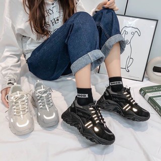 ( Xa 100k ) Giày nữ, giày sneaker đế gồ phản quang Sport