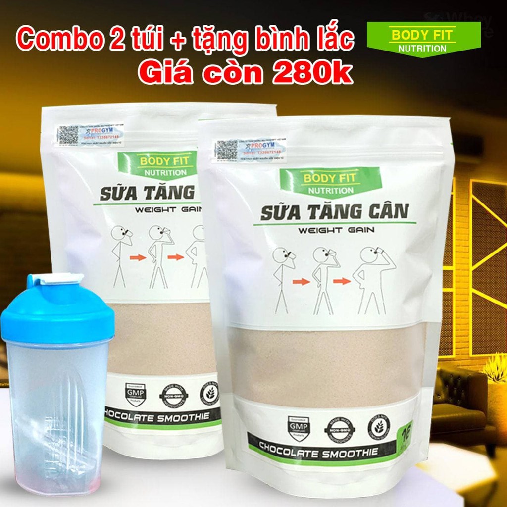 Combo 2 túi Sữa Tăng Cân BodyFit - Weight Gain + Tặng bình lắc