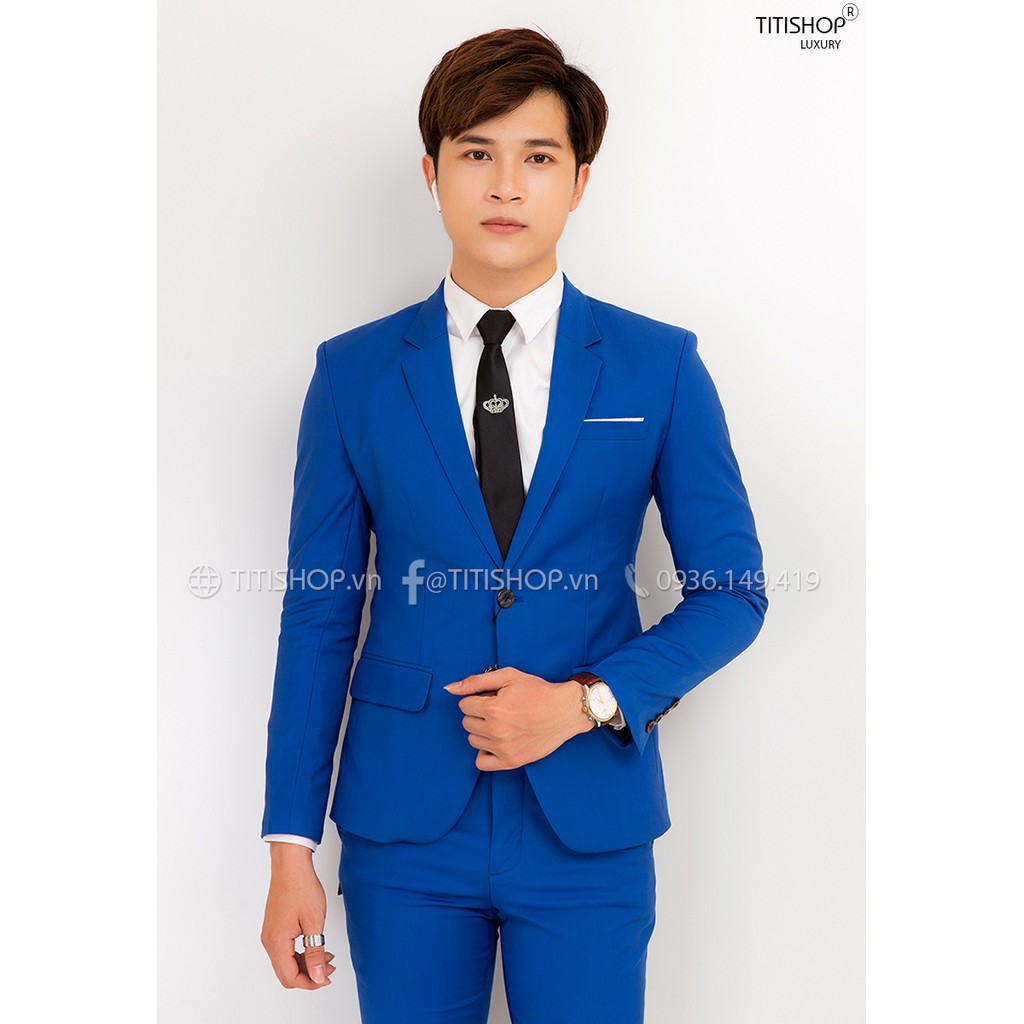 Áo vest nam Titishop AVN300 Xanh dương 2 nút