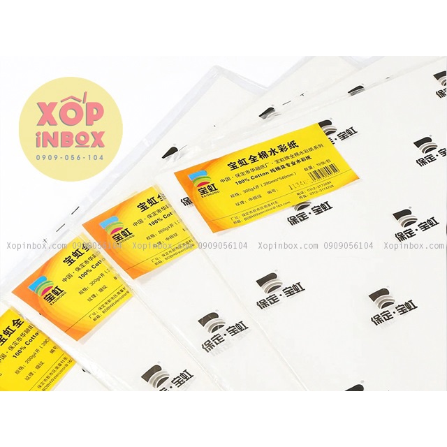 Giấy vẽ màu nước BAOHONG 100% Cotton 300gsm (Cold Press/Hot Press) A3 lỡ xấp 10 tờ