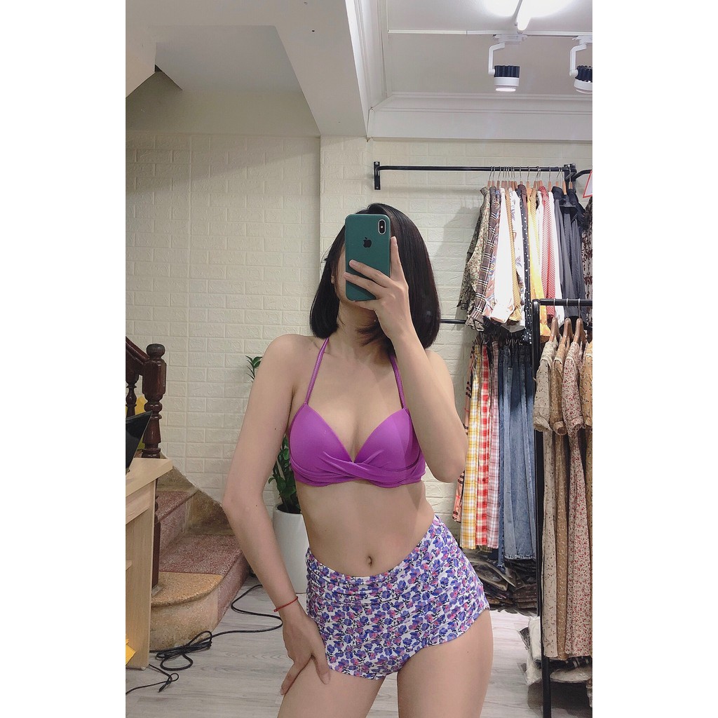 Bikini hai mảnh  đẹp họa tiết hoa tím hot trend mặc đi biển đi bơi ( Đảm bảo 100% như hình) | BigBuy360 - bigbuy360.vn